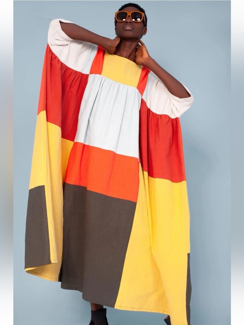 L.F. Markey Dustin Dress One Size Colorblock Oversized Cotton Caftan